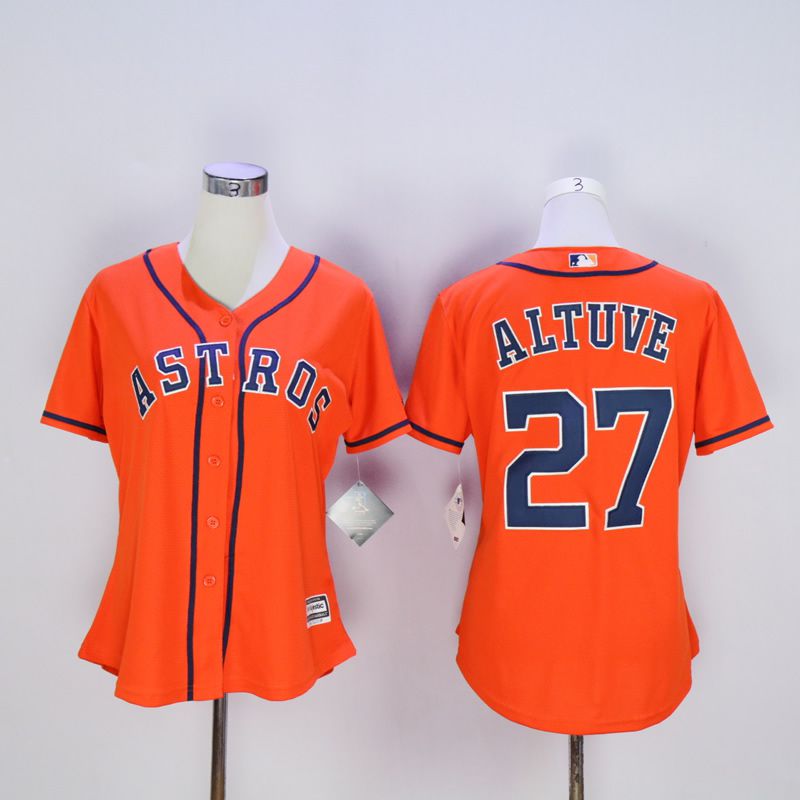 Women Houston Astros 27 Altuve Oragne MLB Jerseys